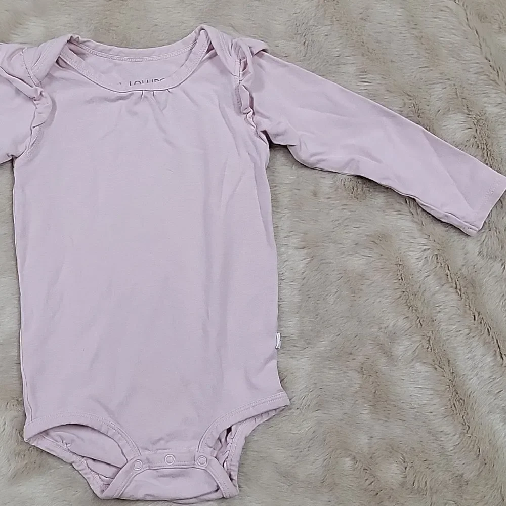 LOULOU LOLLIPOP PINK LONG-SLEEVE BODYSUIT, SIZE 6-12 MONTHS
